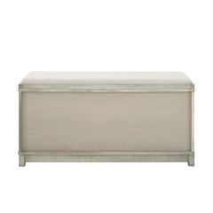 White Upholstered Shelves Storage Bench Four-Cubby Upholstered Storage Bench