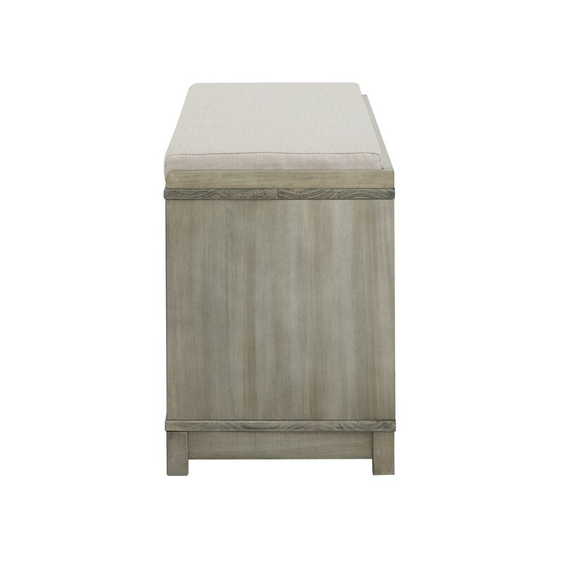 White Upholstered Shelves Storage Bench Four-Cubby Upholstered Storage Bench