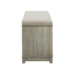 White Upholstered Shelves Storage Bench Four-Cubby Upholstered Storage Bench