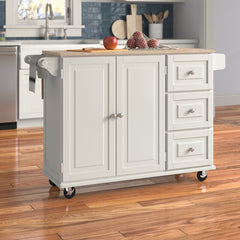53.5'' Wide Rolling Kitchen Cart with Solid Wood Top Bring Both Function and Style to your Kitchen