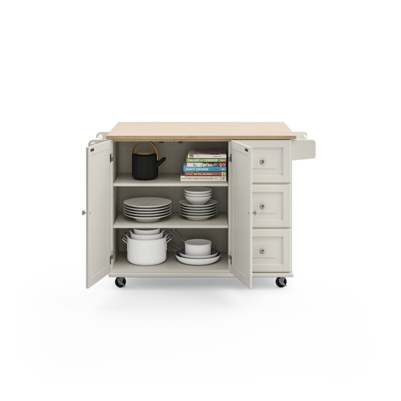 Kuhnhenn kitchen cart with solid wood top deals