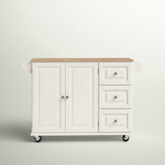 53.5'' Wide Rolling Kitchen Cart with Solid Wood Top Bring Both Function and Style to your Kitchen