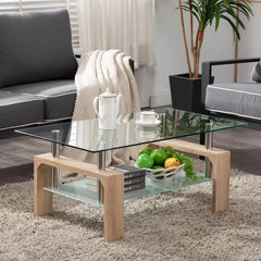 Kutlay 4 Legs Coffee Table with Storage Elegant Glass Table Rectangle-Shaped