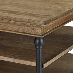 Brown Kyler Floor Shelf Coffee Table with Storage Manufactured Wood Powder Coated