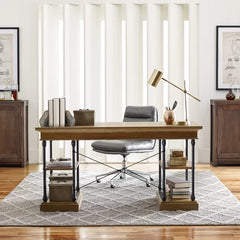 Brown Solid Wood Desk Anchor your Office in On-Trend Style Modern Farmhouse