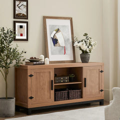 Golden Brown Kyrie TV Stand for TVs up to 65" Modern Spin on a Vintage Inspired Look