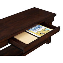 Espresso Kysen Wood Shelves Storage Bench X-Frame Design
