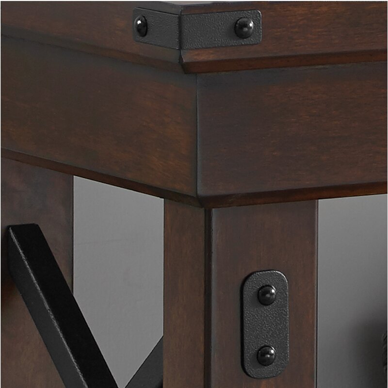 Espresso Kysen Wood Shelves Storage Bench X-Frame Design