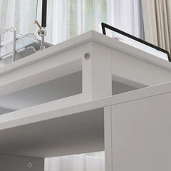White L-Shape Desk Modern Workspace Indoor Aesthetic Design
