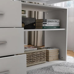 White L-Shape Desk Modern Workspace Indoor Aesthetic Design