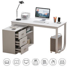 White L-Shape Desk Modern Workspace Indoor Aesthetic Design