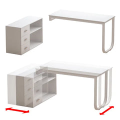 White L-Shape Desk Modern Workspace Indoor Aesthetic Design