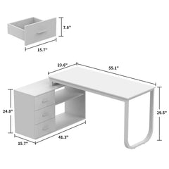 White L-Shape Desk Modern Workspace Indoor Aesthetic Design