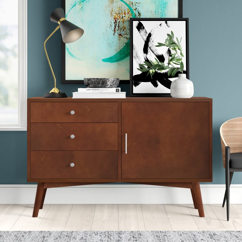 Walnut TV Stand for TVs up to 58" Three Drawers  Mid-century modern TV stand