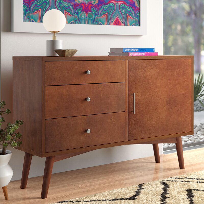 Walnut TV Stand for TVs up to 58" Three Drawers  Mid-century modern TV stand