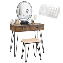 Tan Lachapelle 31.5'' Wide Vanity Set with Stool and Mirror