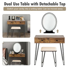Tan Lachapelle 31.5'' Wide Vanity Set with Stool and Mirror