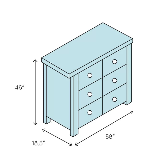 Lacroix 9 Drawer 58'' W Solid Wood Double Dresser with Mirror Clean Lined Silhouette