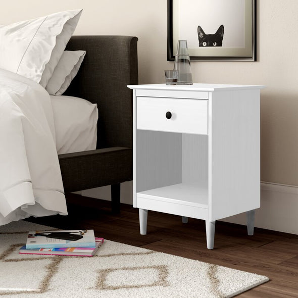 25'' Tall 1 - Drawer Nightstand Open Cubby is Great for Housing Stacks of Bedtime Books