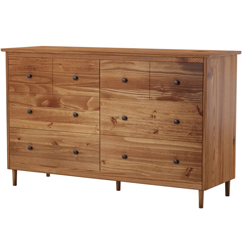 Caramel Lafever 6 Drawer 57'' W Double Dresser Modern Design and Traditional Style