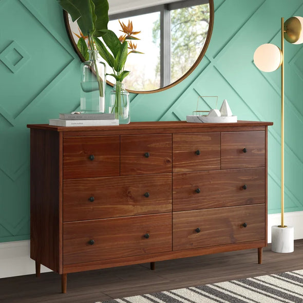 Walnut Lafever 6 Drawer 57'' W Modern Design Six-Drawer Double Dresser Perfect Organize