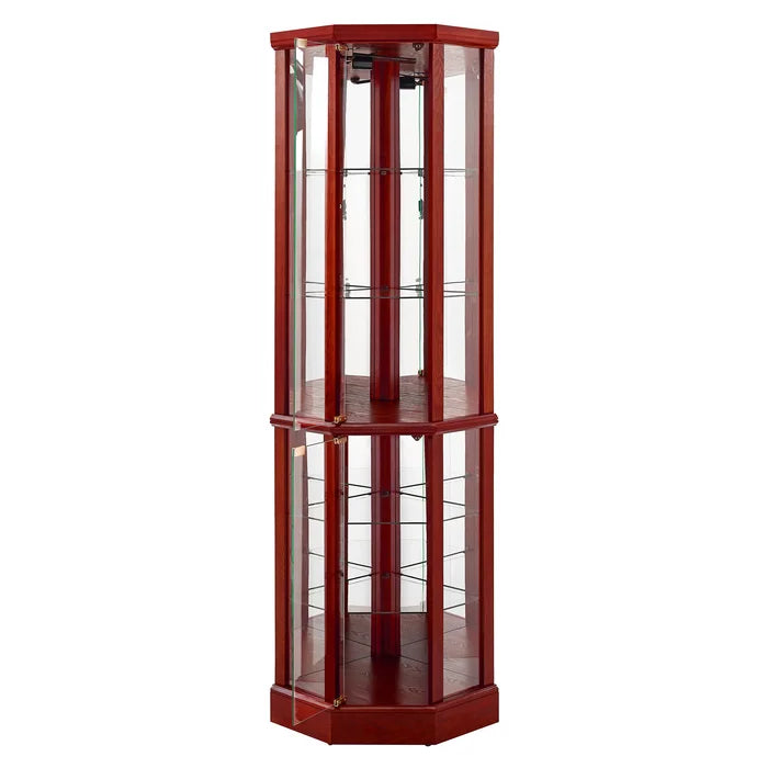 Cherry Lafrance 23.5'' Wide Mirrored Back Curio Cabinet with Lighting