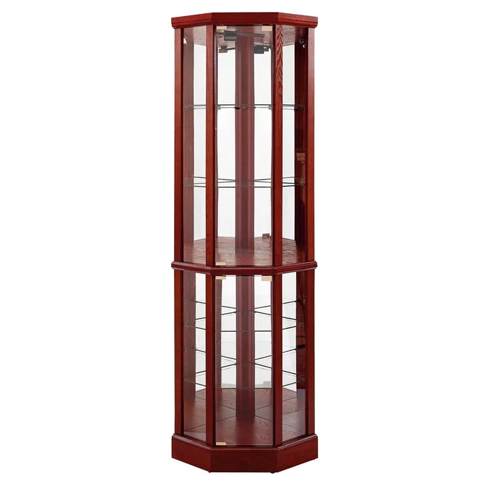 Cherry Lafrance 23.5'' Wide Mirrored Back Curio Cabinet with Lighting