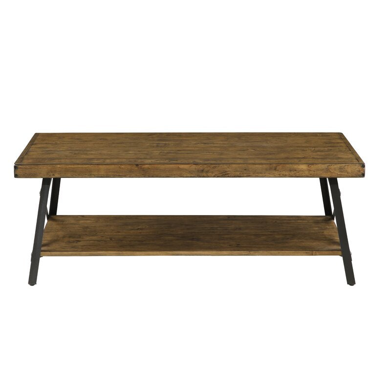 Natural Pine Brown Laguna Solid Wood 4 Legs Coffee Table with Storage