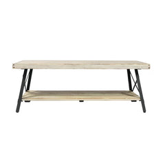 White Wash Laguna Solid Wood 4 Legs Coffee Table with Storage