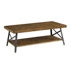 Solid Wood 4 Legs Coffee Table with Storage Four Flared Legs with X-Shaped Supports To Create A Farmhouse Base Open Bottom Shelf