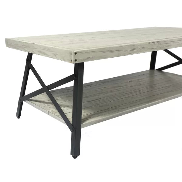 Light Gray Laguna Solid Wood 4 Legs Coffee Table with Storage