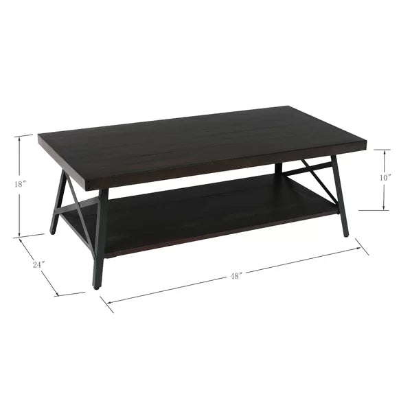 Espresso Laguna Solid Wood 4 Legs Coffee Table with Storage