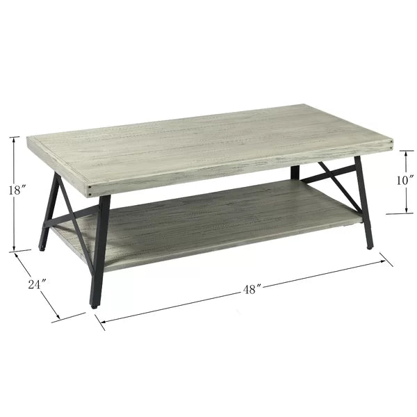 Light Gray Laguna Solid Wood 4 Legs Coffee Table with Storage