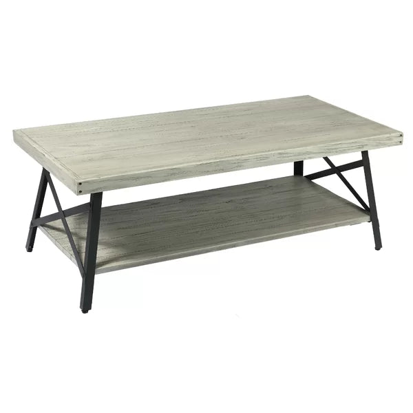 Light Gray Laguna Solid Wood 4 Legs Coffee Table with Storage
