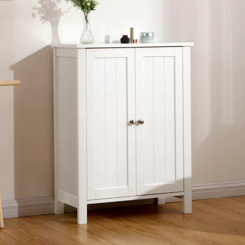 White Laken 23.6'' W x 31.6'' H x 11.8'' D Free-Standing Bathroom Cabinet