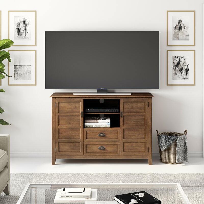 Rustic Natural Aged Brown Solid Wood TV Stand for TVs up to 60"