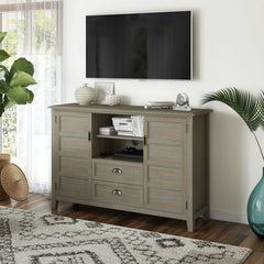 Distressed Gray Solid Wood TV Stand for TVs up to 60"This TV Stand Has Plenty of Storage and Space for All your Media and Gaming Devices