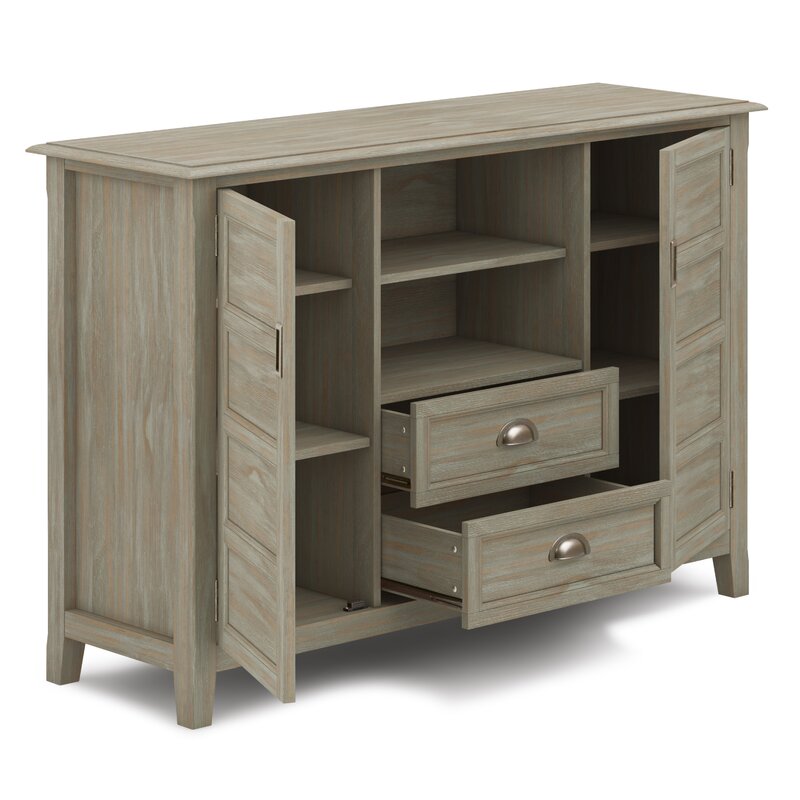 Distressed Gray Solid Wood TV Stand for TVs up to 60"This TV Stand Has Plenty of Storage and Space for All your Media and Gaming Devices