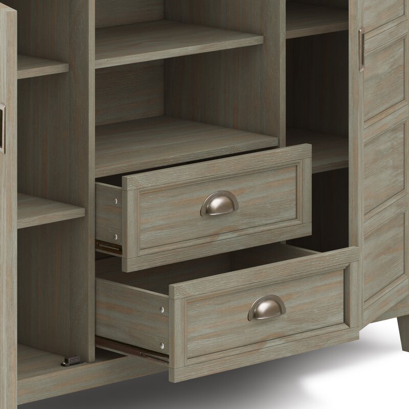 Distressed Gray Solid Wood TV Stand for TVs up to 60"This TV Stand Has Plenty of Storage and Space for All your Media and Gaming Devices