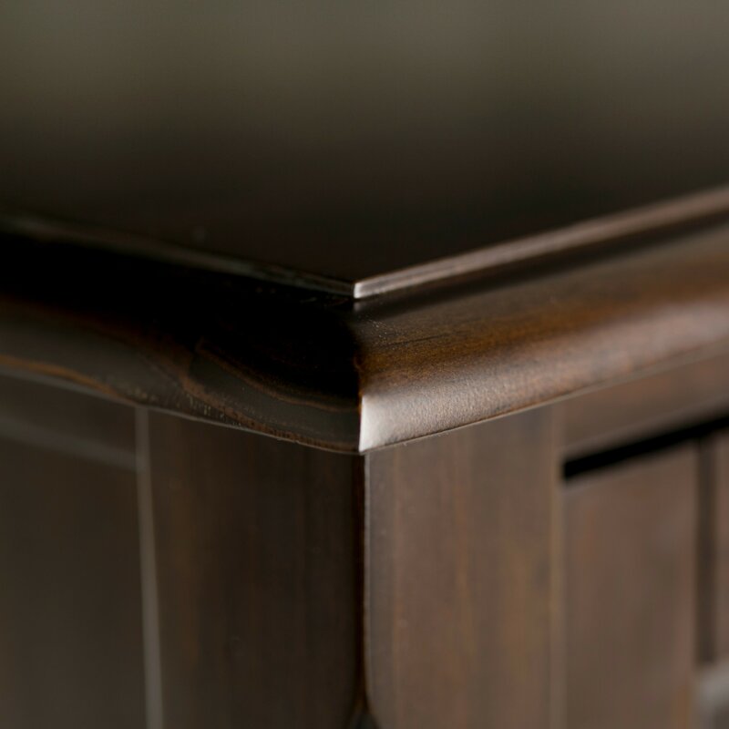 Mahogany Brown Solid Wood TV Stand for TVs up to 60" The Two Large Side Storage Cabinets Open To Two Adjustable Shelves
