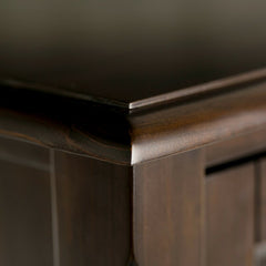 Mahogany Brown Solid Wood TV Stand for TVs up to 60" The Two Large Side Storage Cabinets Open To Two Adjustable Shelves