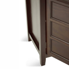 Mahogany Brown Solid Wood TV Stand for TVs up to 60" The Two Large Side Storage Cabinets Open To Two Adjustable Shelves