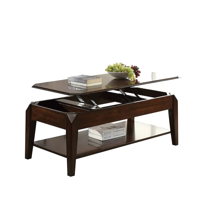 Lift Top Coffee Table with Storage Solid Wood and Veneer Stability and Durability