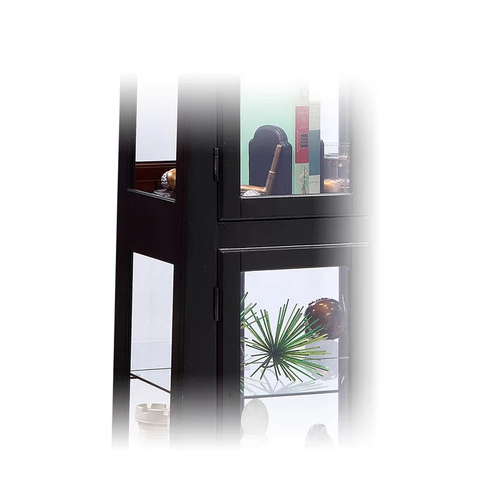 Lancaster III 27.5'' Wide Mirrored Back Curio Cabinet with Lighting