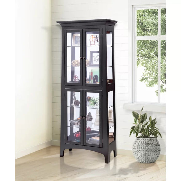 Lancaster III 27.5'' Wide Mirrored Back Curio Cabinet with Lighting