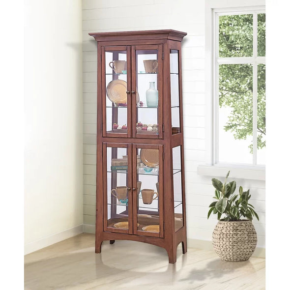 Lancaster III 27.5'' Wide Mirrored Back Curio Cabinet with Lighting