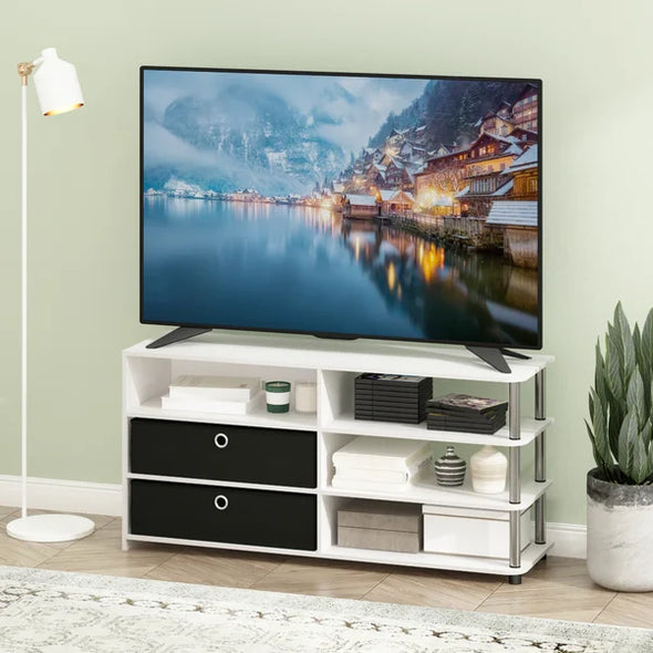 White Oak/Stainless Steel/Black Lansing TV Stand for TVs up to 55"