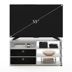 White Oak/Stainless Steel/Black Lansing TV Stand for TVs up to 55"