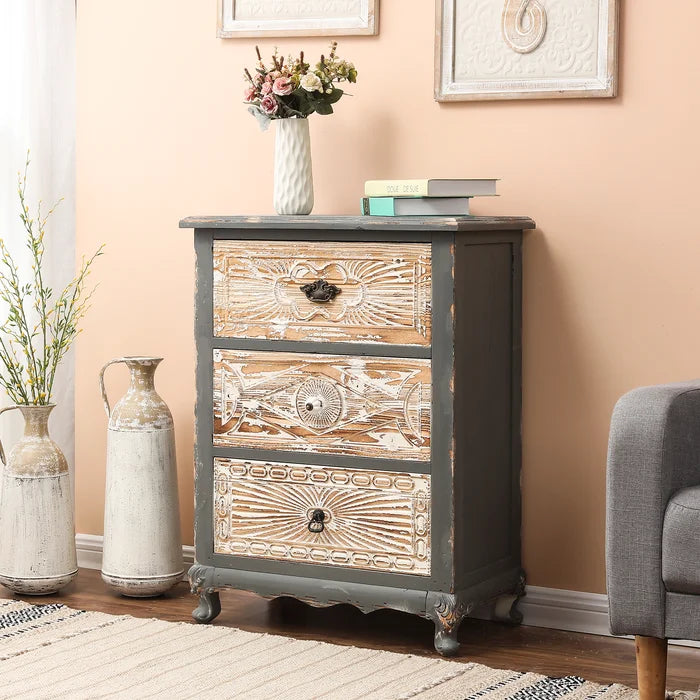 Lanston 32.1'' Tall Solid Wood 3 - Drawer Accent Chest Add Rustic Charm and a Vintage Style