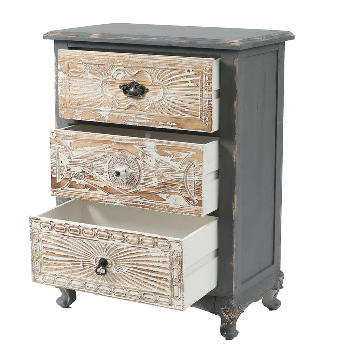 Lanston 32.1'' Tall Solid Wood 3 - Drawer Accent Chest Add Rustic Charm and a Vintage Style